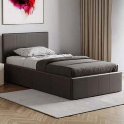 VIDA DESIGNS Lisbon Single Brown Faux Leather Ottoman Bed - Wilko