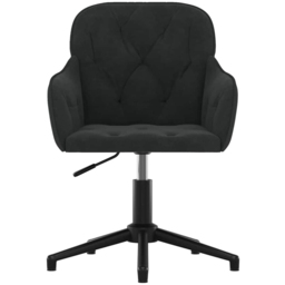 vidaXL Black Velvet Height-Adjustable Swivel Office Chair - Size: 72 x 56 x 61.5cm - Wilko - thumbnail 4