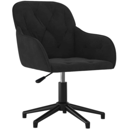 vidaXL Black Velvet Height-Adjustable Swivel Office Chair - Size: 72 x 56 x 61.5cm - Wilko - thumbnail 3
