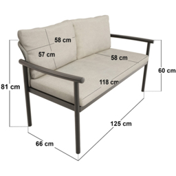 SOLACE+CO Kyla 4 Seater Garden Lounge Set - Grey + Brown - Wilko - thumbnail 7