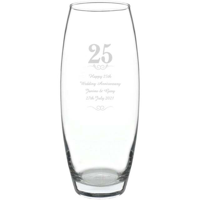 Personalised Memento Personalised 25 Years Bullet Vase - Size: 1.0 x 2.4 x 1.0cm - Clear - Wilko - image 1