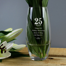 Personalised Memento Personalised 25 Years Bullet Vase - Size: 1.0 x 2.4 x 1.0cm - Clear - Wilko - thumbnail 3