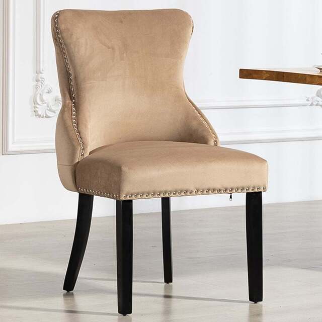 Artemis Home Palata Set of 2 Brown Velvet Fabric Dining Chair - Wilko - image 1