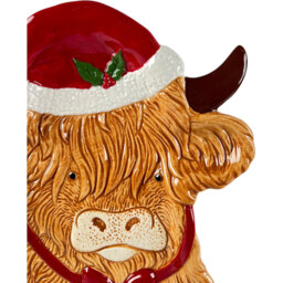 Festive Highland Cow Plate Brown and Red - Wilko - thumbnail 3