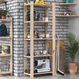 Leighton 5 Shelf Natural Wood Slatted Storage Unit - Brown - Wilko