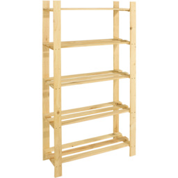 Leighton 5 Shelf Natural Wood Slatted Storage Unit - Brown - Wilko - thumbnail 3