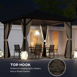 Outsunny 3 x 3m Dark Brown Aluminium Frame Hardtop Gazebo - Wilko - thumbnail 7