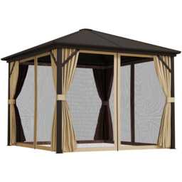 Outsunny 3 x 3m Dark Brown Aluminium Frame Hardtop Gazebo - Wilko - thumbnail 3