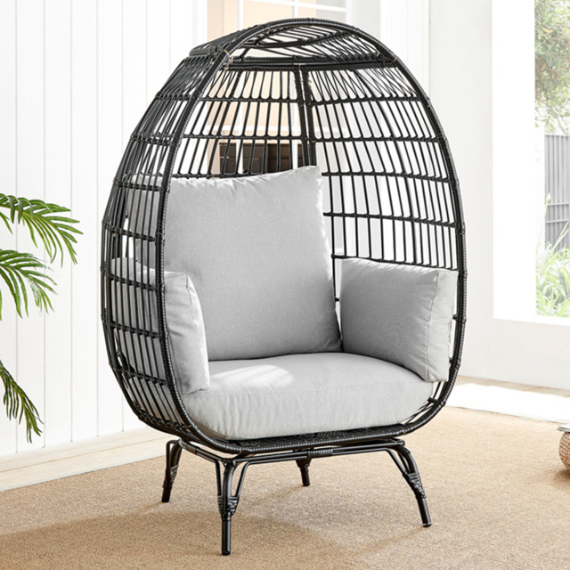 Furniture Box Veza Black Rattan Outdoor Egg Chair with Cushions - Size: 1 Seater - Furniturebox - Wilko - image 1