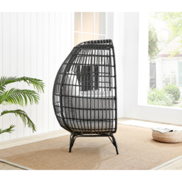 Furniture Box Veza Black Rattan Outdoor Egg Chair with Cushions - Size: 1 Seater - Furniturebox - Wilko - thumbnail 5