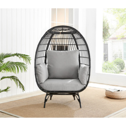 Furniture Box Veza Black Rattan Outdoor Egg Chair with Cushions - Size: 1 Seater - Furniturebox - Wilko - thumbnail 4