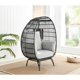 Furniture Box Veza Black Rattan Outdoor Egg Chair with Cushions - Size: 1 Seater - Furniturebox - Wilko - thumbnail 3