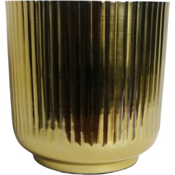 Leaf Gold Fluted Metal Planter 20cm - Size: 20 x 20.5 x 20.5cm - Wilko - thumbnail 1
