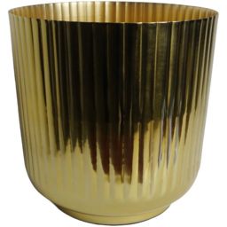 Leaf Gold Fluted Metal Planter 20cm - Size: 20 x 20.5 x 20.5cm - Wilko - thumbnail 3