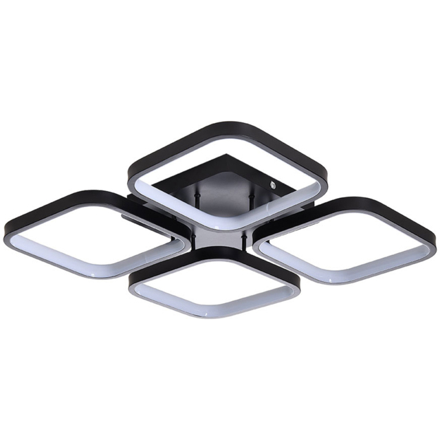 Living and Home Black 4 Square LED Ceiling Light with Remote - Size: 7 x 53 x 53cm - Wilko - image 1
