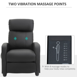 Portland Black PU Leather Massage Recliner Chair with Remote - Size: Single - Wilko - thumbnail 7