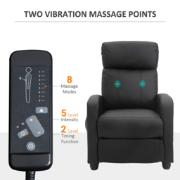 Portland Black PU Leather Massage Recliner Chair with Remote - Size: Single - Wilko - thumbnail 6