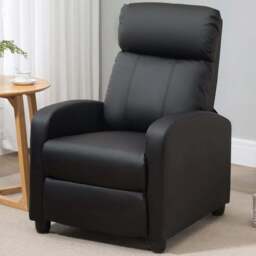 Portland Black PU Leather Massage Recliner Chair with Remote - Size: Single - Wilko - thumbnail 1