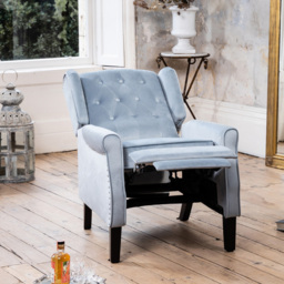 Artemis Home Annapoli Light Blue Velvet Manual Recliner Armchair - Size: Single - Wilko - thumbnail 4