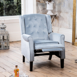 Artemis Home Annapoli Light Blue Velvet Manual Recliner Armchair - Size: Single - Wilko - thumbnail 3