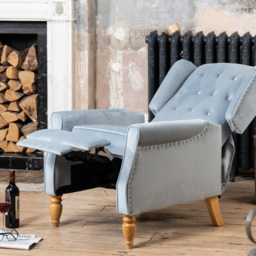 Artemis Home Annapoli Light Blue Velvet Manual Recliner Armchair - Size: Single - Wilko - thumbnail 7