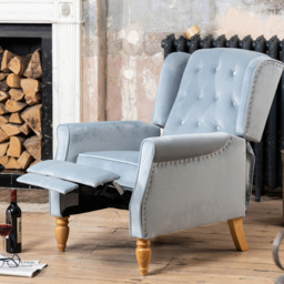 Artemis Home Annapoli Light Blue Velvet Manual Recliner Armchair - Size: Single - Wilko - thumbnail 6