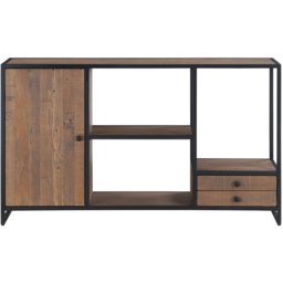 Baumhaus Ooki Single Door 2 Drawer Funky Open Console Table - Brown - Wilko - thumbnail 4