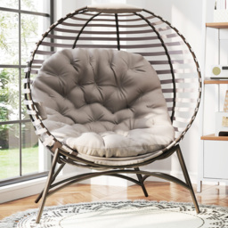 Outsunny Light Grey Egg Chair with Cushion - Size: 139 x 75 x 118cm - Wilko