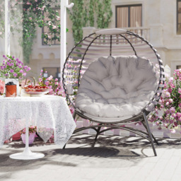 Outsunny Light Grey Egg Chair with Cushion - Size: 139 x 75 x 118cm - Wilko - thumbnail 4