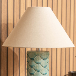 ValueLights Athena Teal and Natural Taper Shell Ceramic LED Table Lamp - Size: 43 x 32.5 x 32.5cm - Blue - Wilko - thumbnail 5
