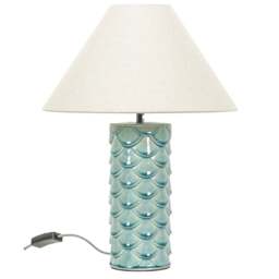 ValueLights Athena Teal and Natural Taper Shell Ceramic LED Table Lamp - Size: 43 x 32.5 x 32.5cm - Blue - Wilko - thumbnail 1