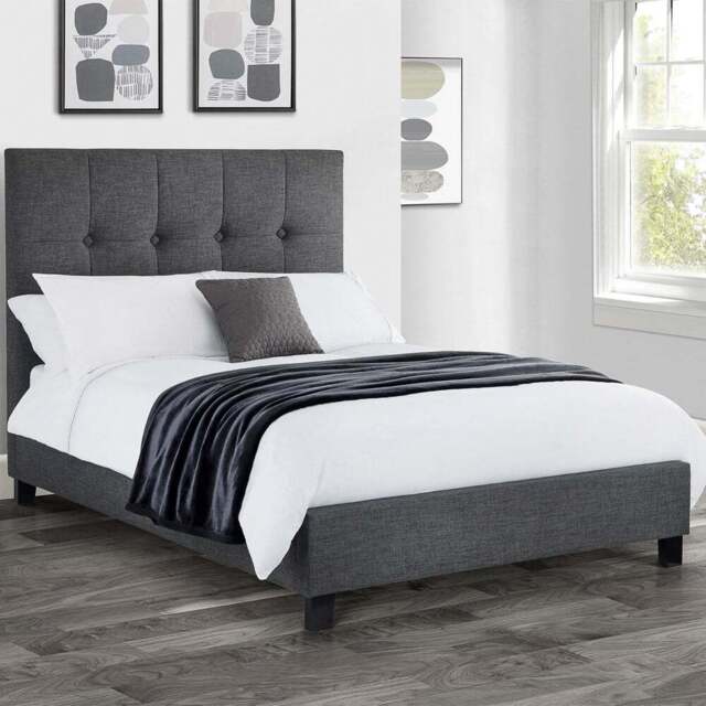 Julian Bowen Sorrento Double Slate Grey Linen High Headboard - Cream - Wilko - image 1