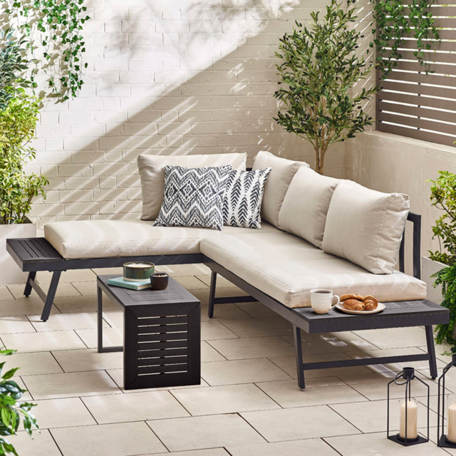 Furniturebox Cancun Grey Metal 2 Seater Outdoor Lounge Set - Wilko - image 1