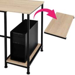 tectake Hamilton 2 Shelf Light Wood Oak Sonoma L Shaped Desk - Size: 75.5 x 138 x 138cm - Brown - Wilko - thumbnail 5