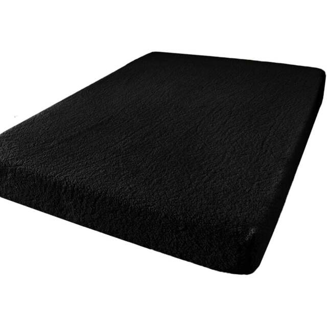 Groundlevel Double Black Soft Teddy Fleece Fitted Bed Sheet - Wilko - image 1