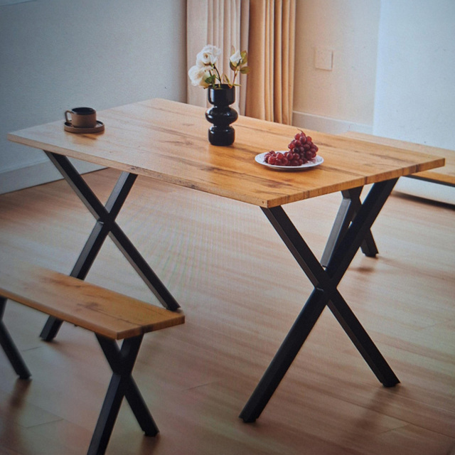 Kosy Koala 4 Seater Wood Rectangular Dining Table with Metal Legs - Multi - Wilko - image 1