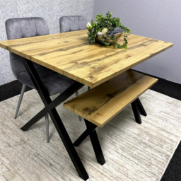 Kosy Koala 4 Seater Wood and Velvet Dining Bench Set Brown and Grey - Multi - Wilko - thumbnail 5