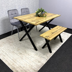 Kosy Koala 4 Seater Wood and Velvet Dining Bench Set Brown and Grey - Multi - Wilko - thumbnail 7