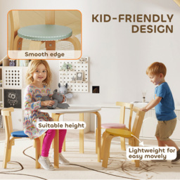 AIYAPLAY 5 Piece Wooden Kids Art Table and Chairs Set - Size: 50 x 60 x 60cm - Multi-coloured - Wilko - thumbnail 6