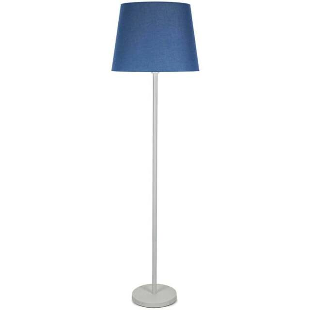 ValueLights Charlie Navy Tapered Shade White Floor Lamp and Bulb - Size: 148 x 45 x 45cm - Wilko