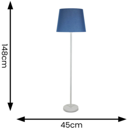 ValueLights Charlie Navy Tapered Shade White Floor Lamp and Bulb - Size: 148 x 45 x 45cm - Wilko - thumbnail 7