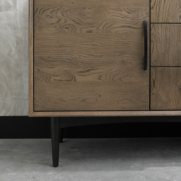 Bentley Designs 2 Door 3 Drawer Vintage Weathered Oak Wide Sideboard - Size: 85 x 155 x 45cm - Brown - Wilko - thumbnail 6
