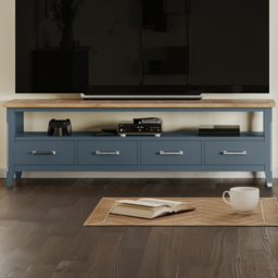 Baumhaus Signature 4 Drawer Single Shelf Blue Large Widescreen Television Cabinet - Wilko