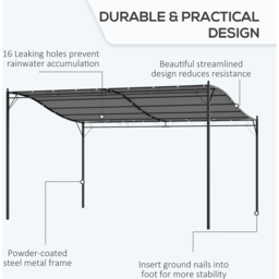 Outsunny 4 x 3m Grey Canopy Gazebo Pergola - Size: 3 x 4m - Wilko - thumbnail 7
