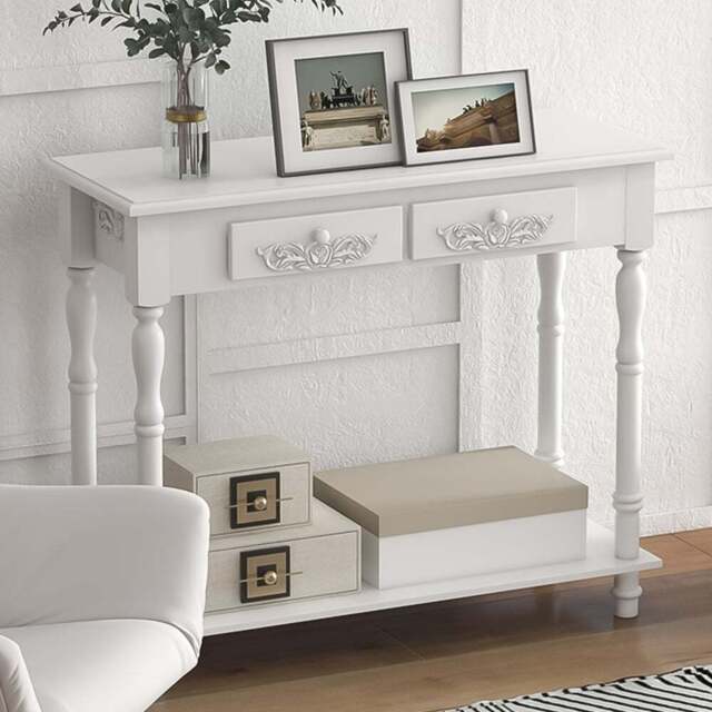 HOMCOM 2 Drawer White Wooden Console Table - Size: 705.0 x 33.0 x 84.0cm - Wilko - image 1