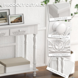 HOMCOM 2 Drawer White Wooden Console Table - Size: 705.0 x 33.0 x 84.0cm - Wilko - thumbnail 7