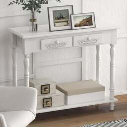 HOMCOM 2 Drawer White Wooden Console Table - Size: 705.0 x 33.0 x 84.0cm - Wilko - thumbnail 1