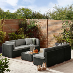 Furniturebox Windermere 6 Seater Black Rattan Sofa Lounge Set - Wilko - thumbnail 6