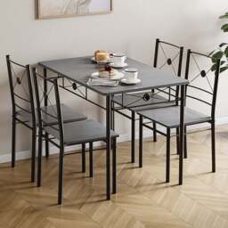 VIDA DESIGNS Roslyn 4 Seater Dining Set Concrete Grey - Wilko