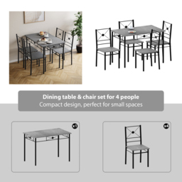 Vida Designs Roslyn 4 Seater Dining Set Concrete Grey - Wilko - thumbnail 6